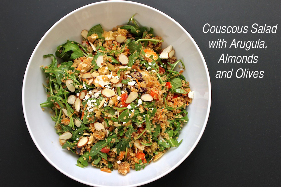 Couscous Salad with Arugula, Almonds and Olives