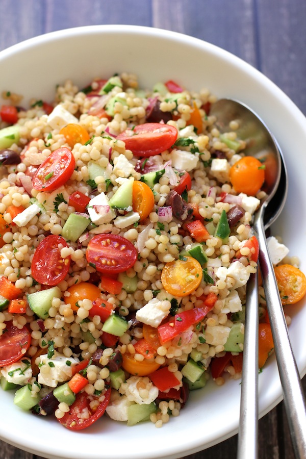 Israeli Couscous Salad with Summer Vegetables - Green Valley Kitchen