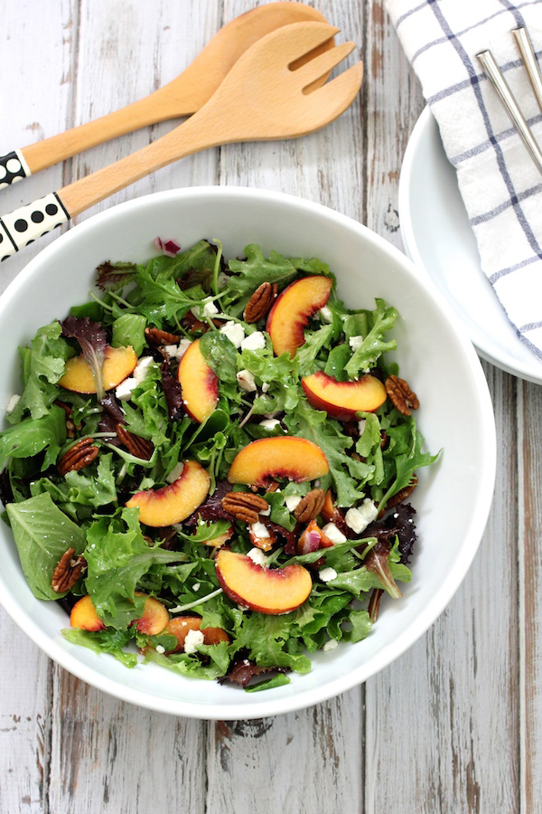 Peach Feta and Pecan Salad