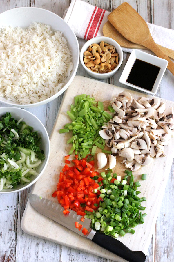 Stir Fried Rice with Vegetables and Cashews