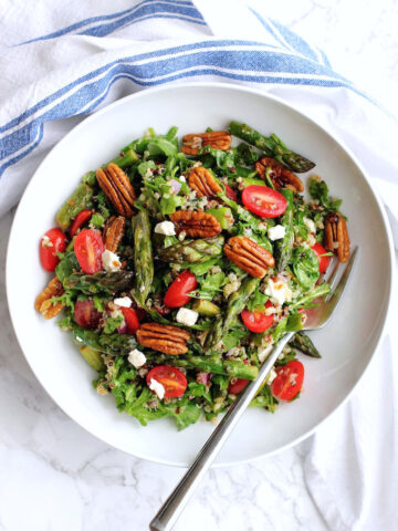 Quinoa Salad With Asparagus, Cherry Tomatoes And Pecans | Green Valley Kitchen