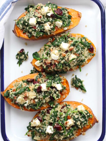 Roasted Sweet Potato Stuffed With Quinoa And Spinach | Green Valley Kitchen